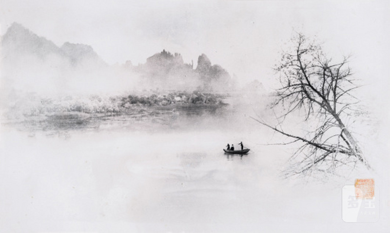 郎静山 LANG JINGSHAN (1892-1995) 湖滨秋色 Alone in the misty river